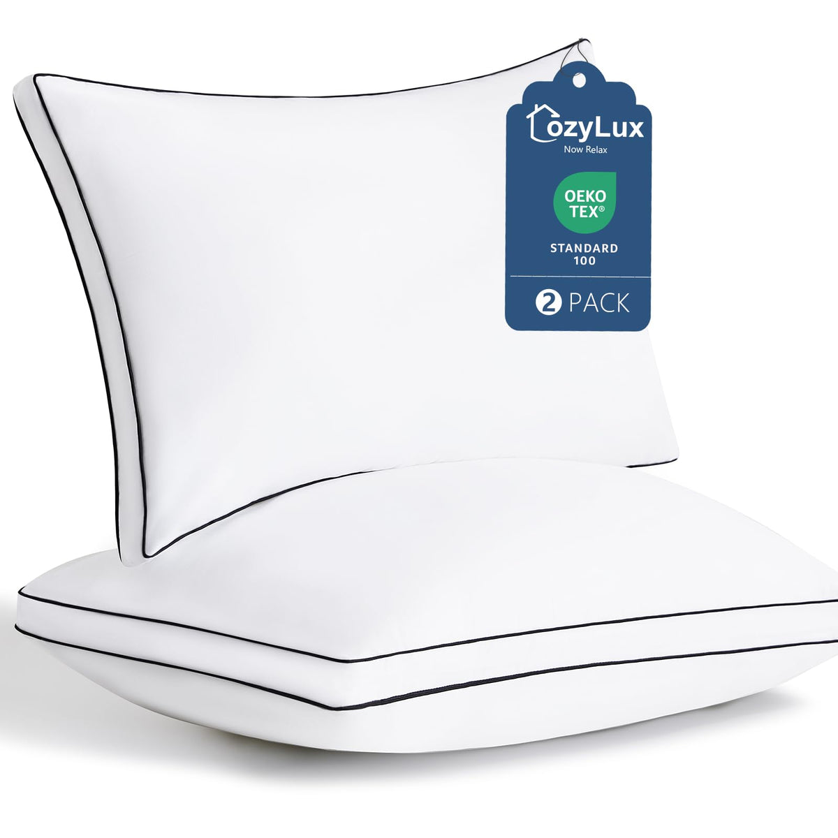 Queen Size Set of 2 Gusseted Bed Pillow Q7526
