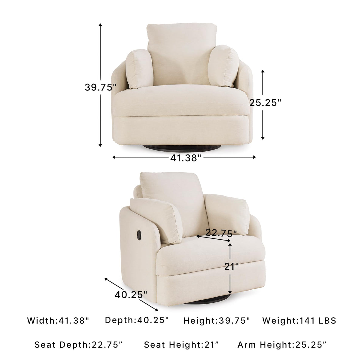 Beige Swivel Glider Recliner Rocking Chair F43775