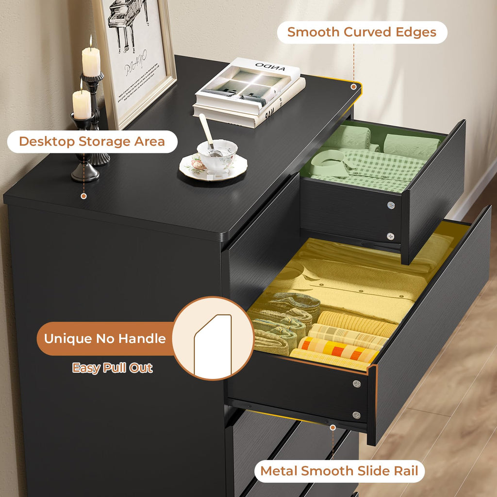 Black 8 Drawer Wood Dresser S7155