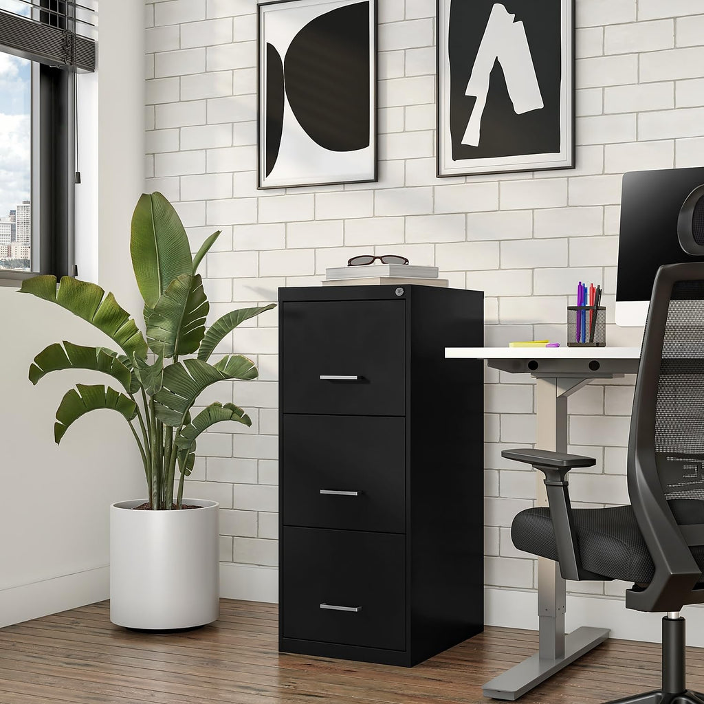 Black 3 Drawer Letter Legal Locking File Cabinet V85889