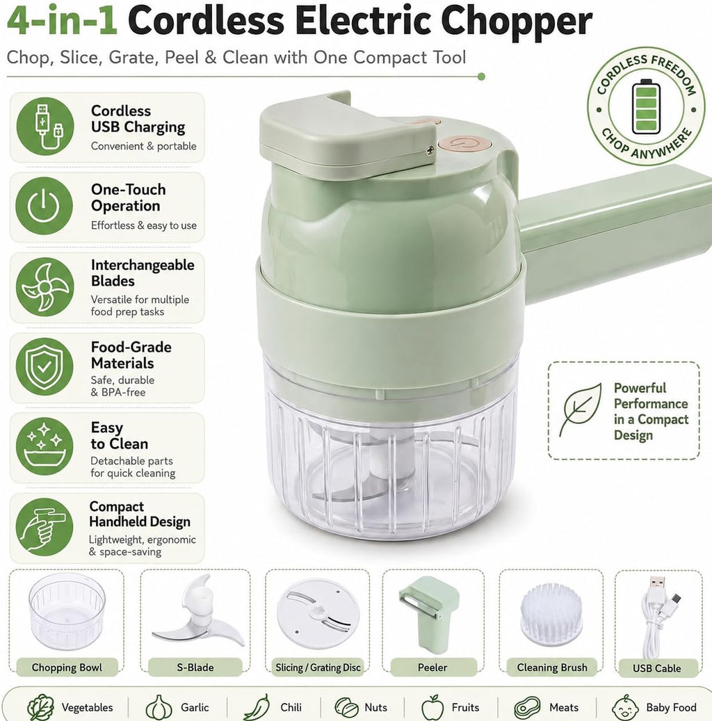 4 in 1 Handheld Electric Vegetable Chopper T520