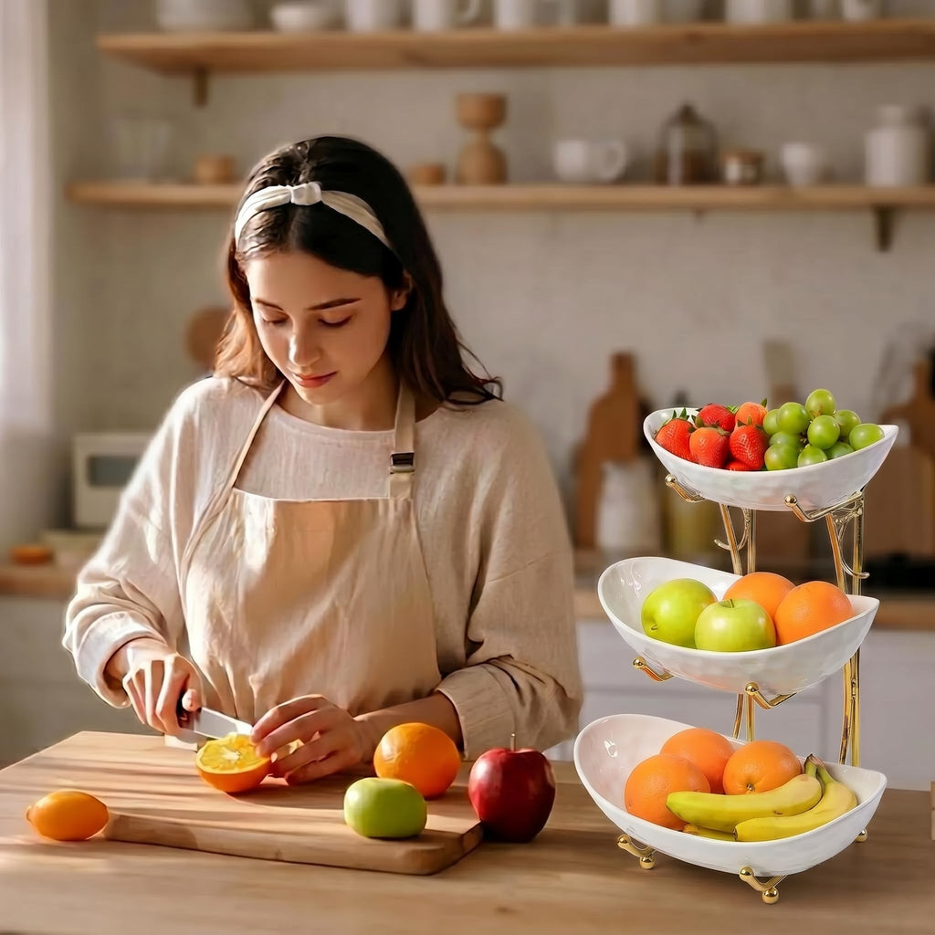 3 Tier Ceramic Fruit Bowl Stand T51651