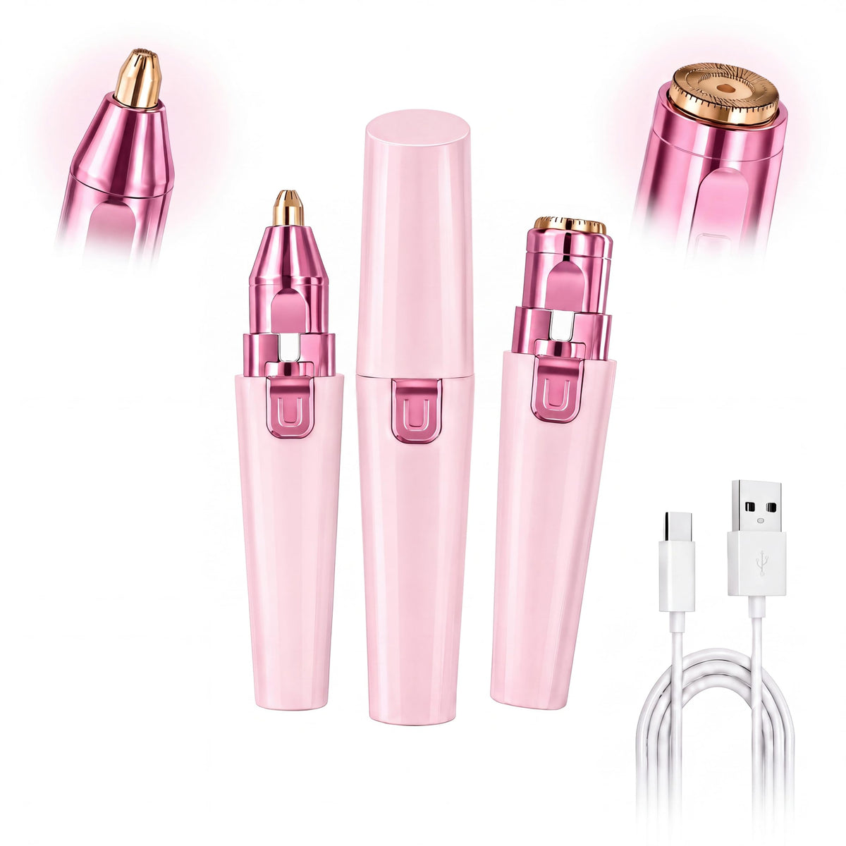 Pink USB Rechargeable Facial Hair Remover T547