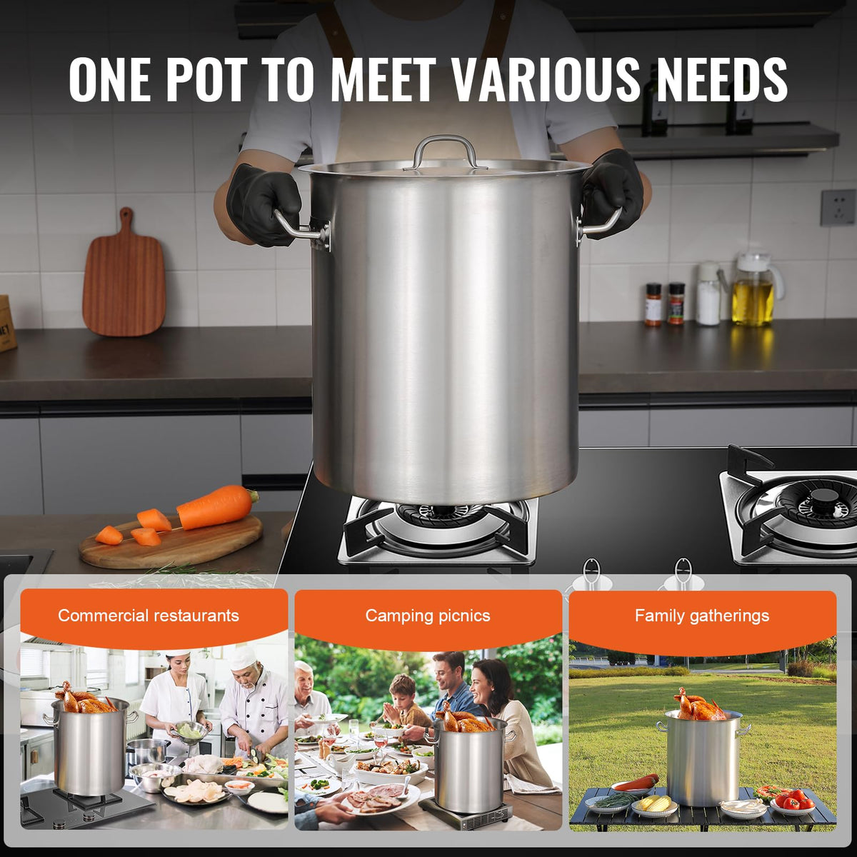 18/8 Stainless Steel 42QT Stockpot A76327