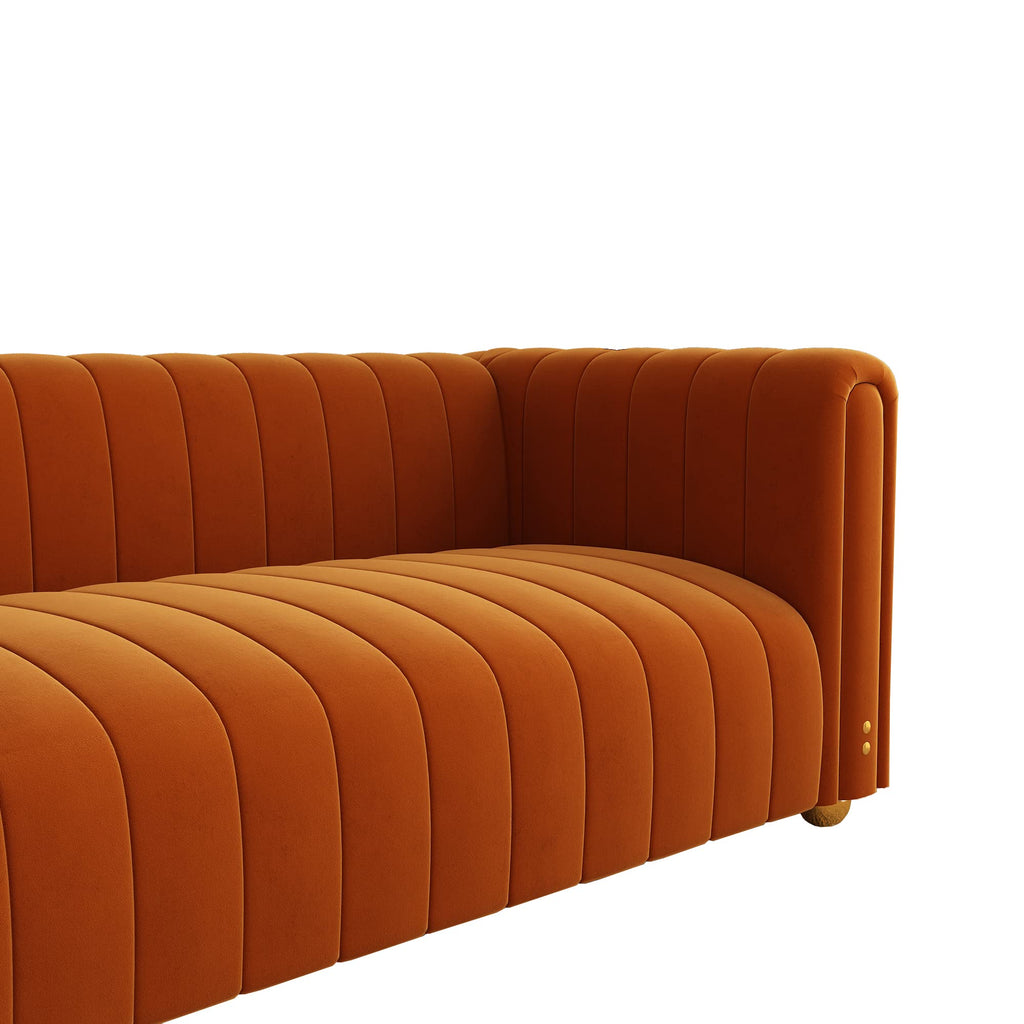 Orange Velvet 3 Seat Sofa N6127