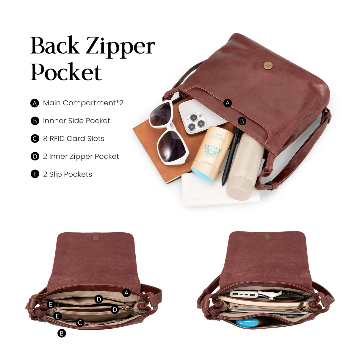 Vintage Leather Crossbody Bag with Multi-Pockets RFID O252280