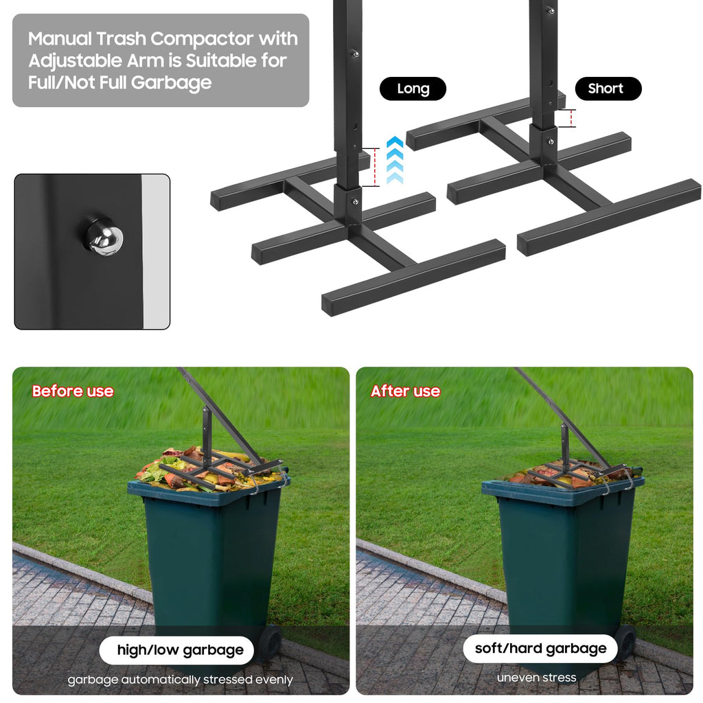 Manual Trash Compactor Hand Tool for Wheelie Bins E342326