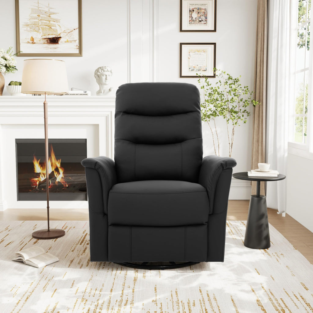 Black Boucle Swivel Rocker Glider Lounge Chair R61489