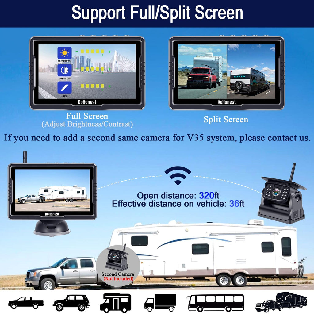 Wireless Solar Magnetic Backup Camera HD 1080P 5'' Monitor Kit S152643