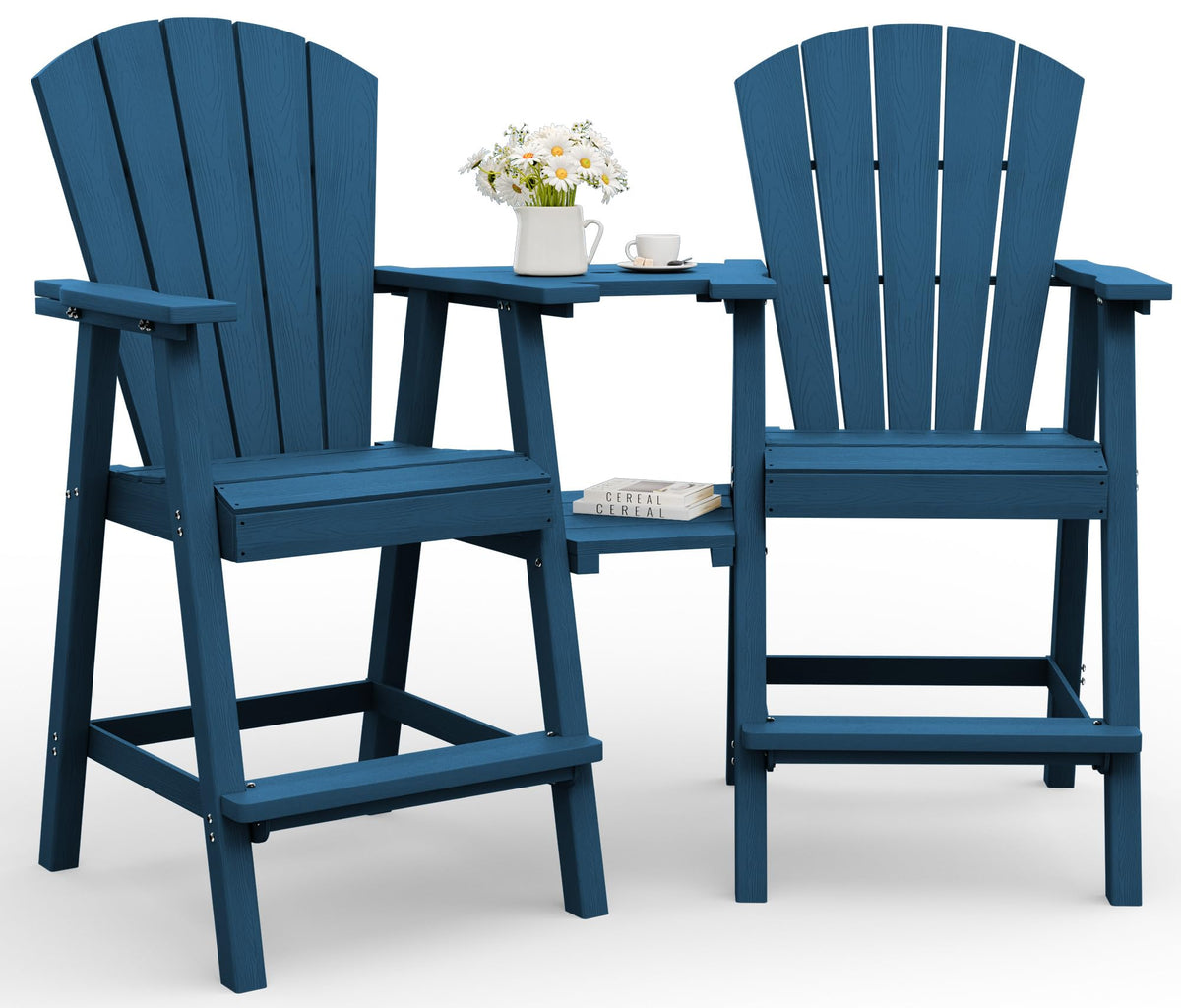 Navy Blue Adirondack Chairs Set of 2 with Table Trays B33233