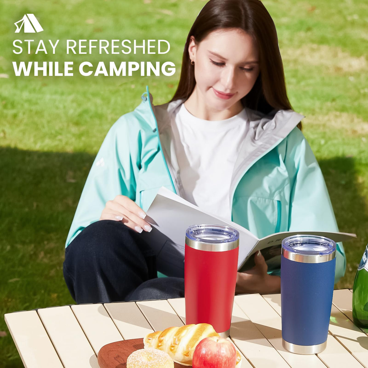20oz Stainless Steel Insulated Tumbler with Lid and Straw X926331