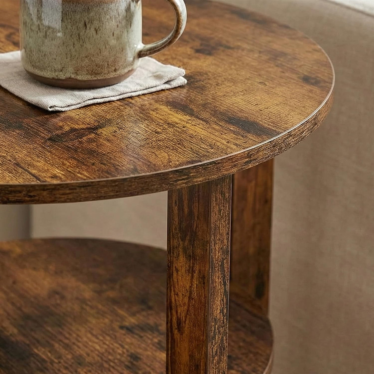 Rustic Brown 19.7 inch Round Side Table J90787