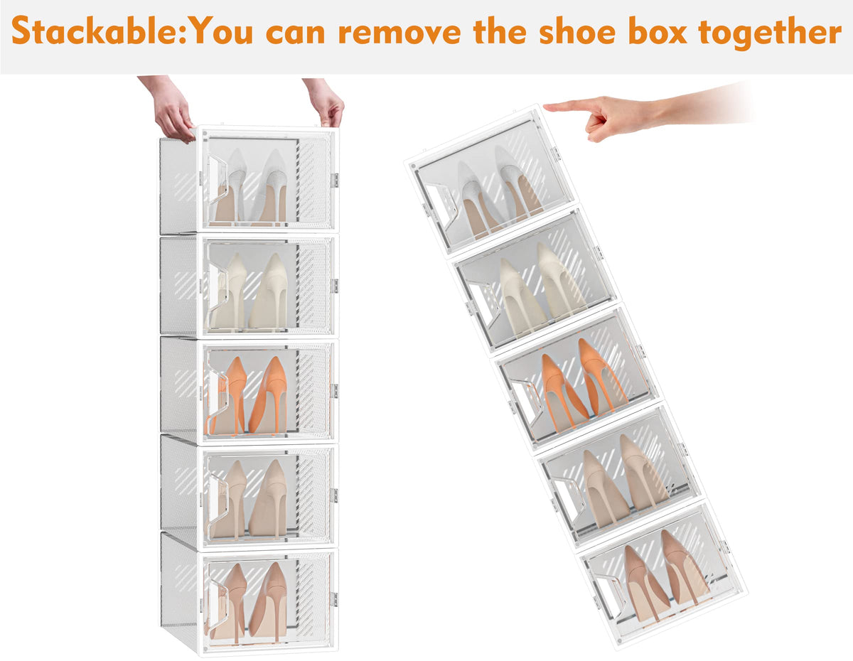 XL Clear Stackable Shoe Storage Boxes M546