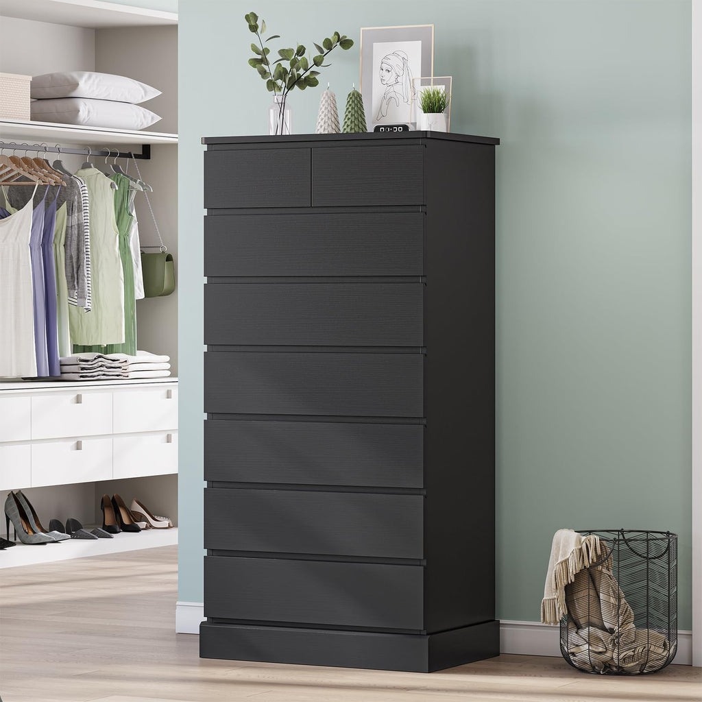 Black 8 Drawer Wood Dresser S7155