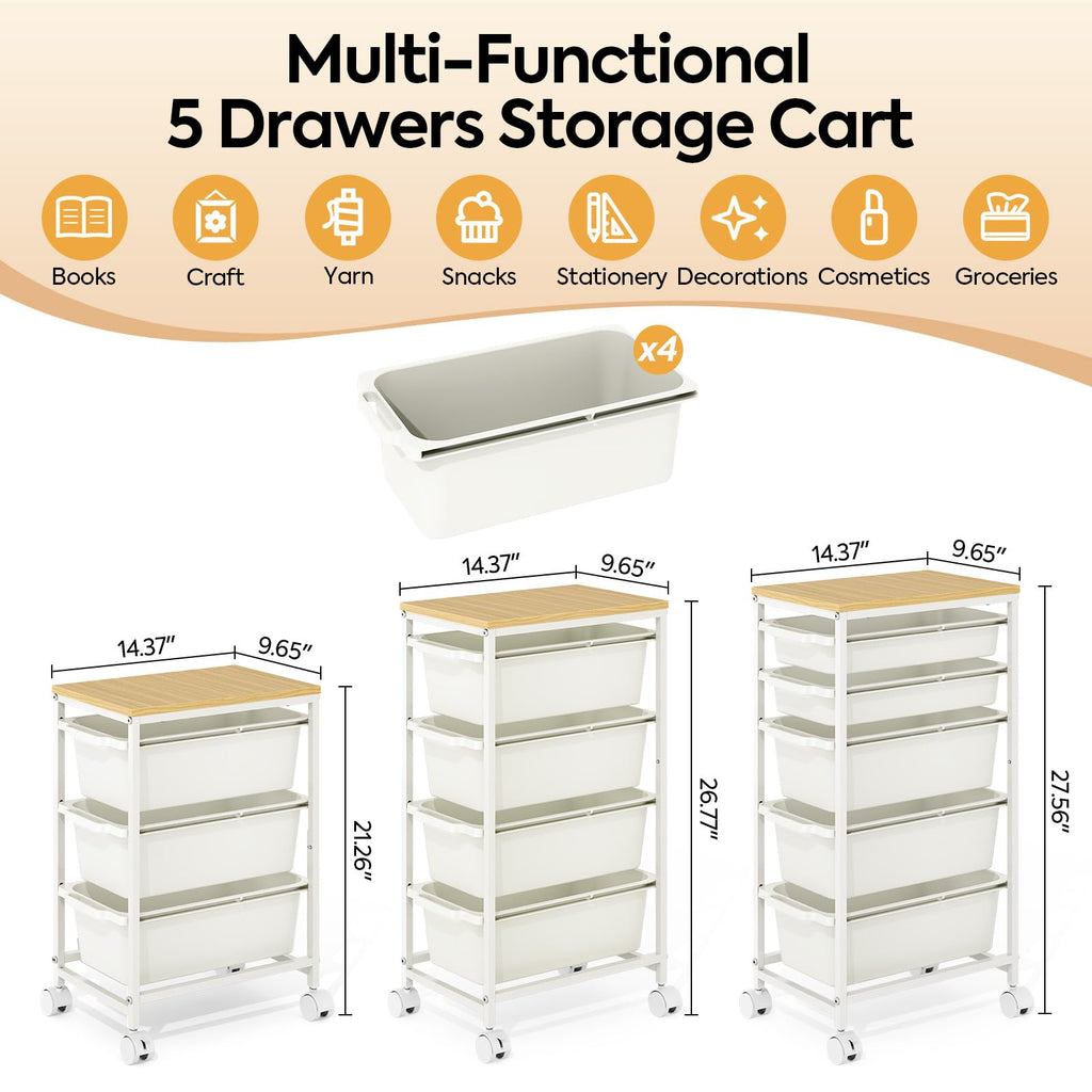 Slim Rolling Cart with 4 Drawers W226618