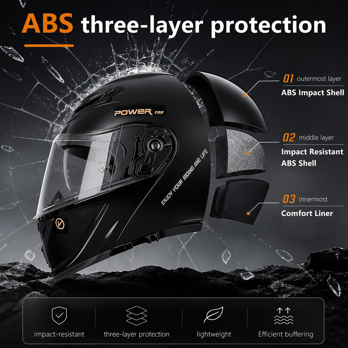 Motorcycle Helmet Bluetooth DOT Approved O728920