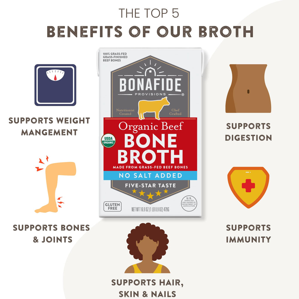 Organic Beef Bone Broth No Salt Added 16.9oz 6 Pack U52501