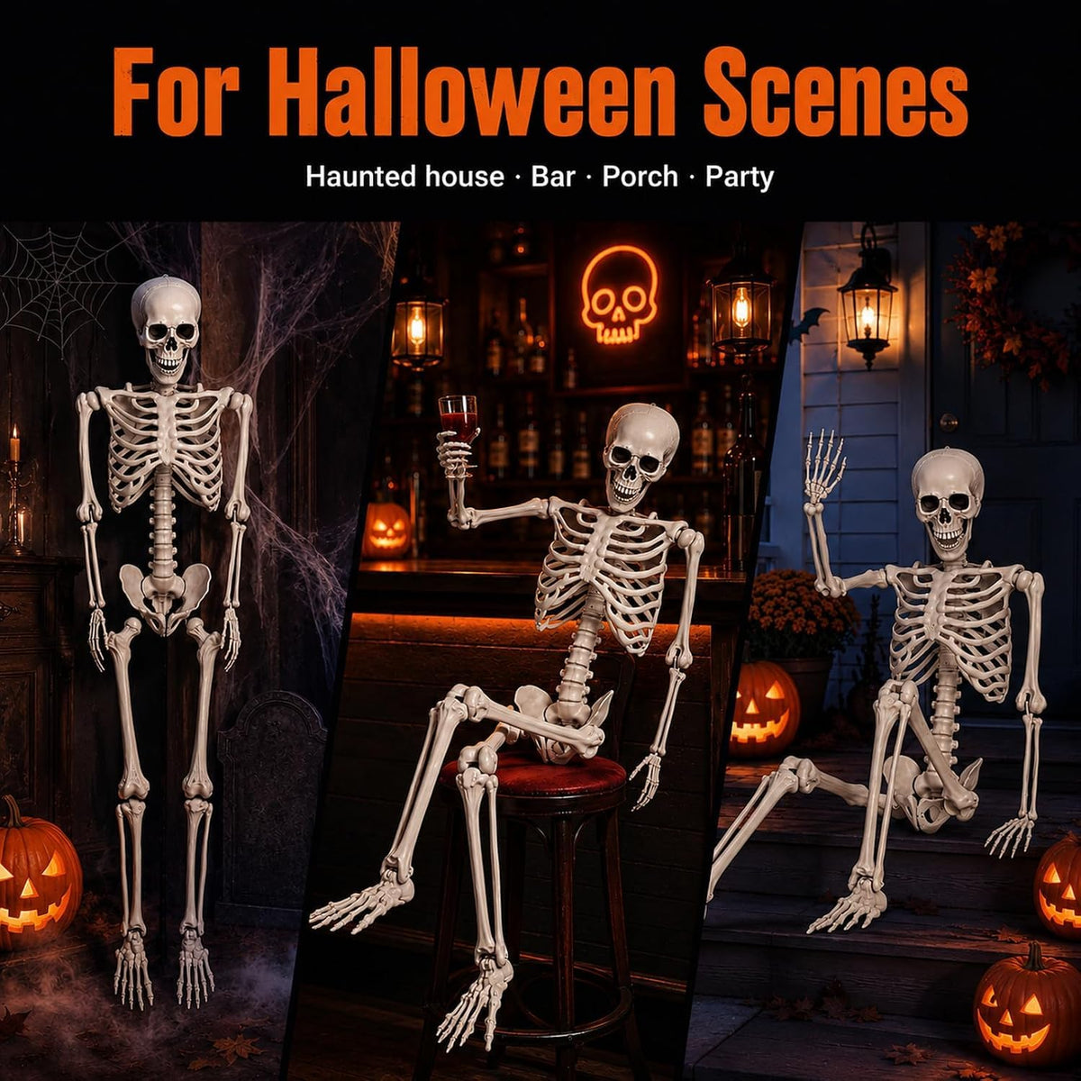 5.4 ft Full Body Plastic Skeleton Prop O448