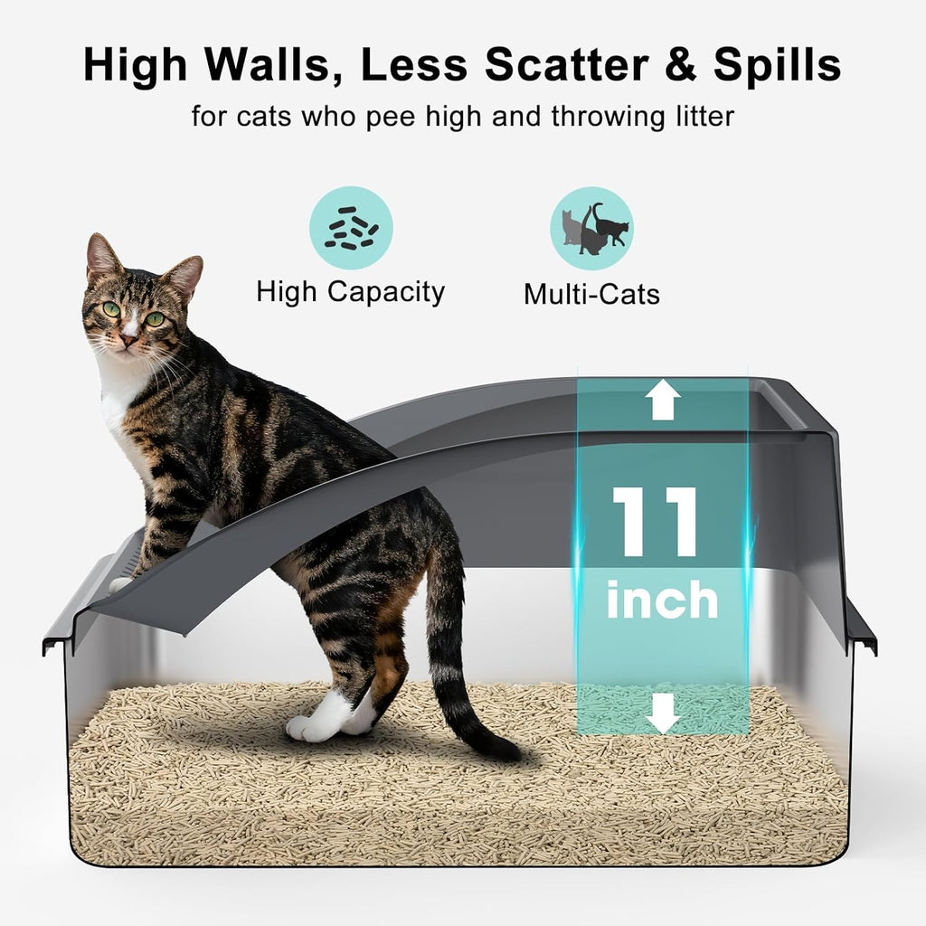 2 Pack XL Stainless Steel Enclosed Cat Litter Box with Lid U878639