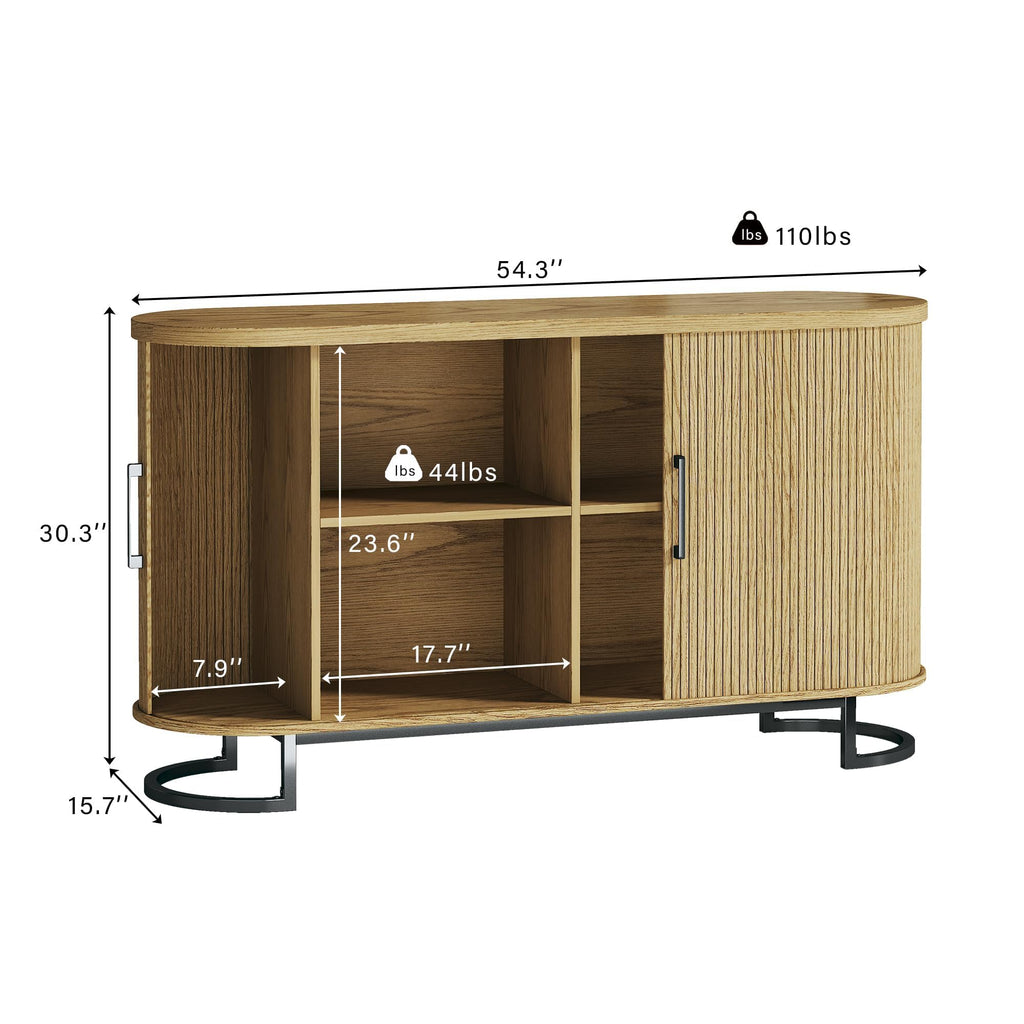 Sideboard Buffet Cabinet with Storage, Fluted Tambour, Adjustable Shelves N151927