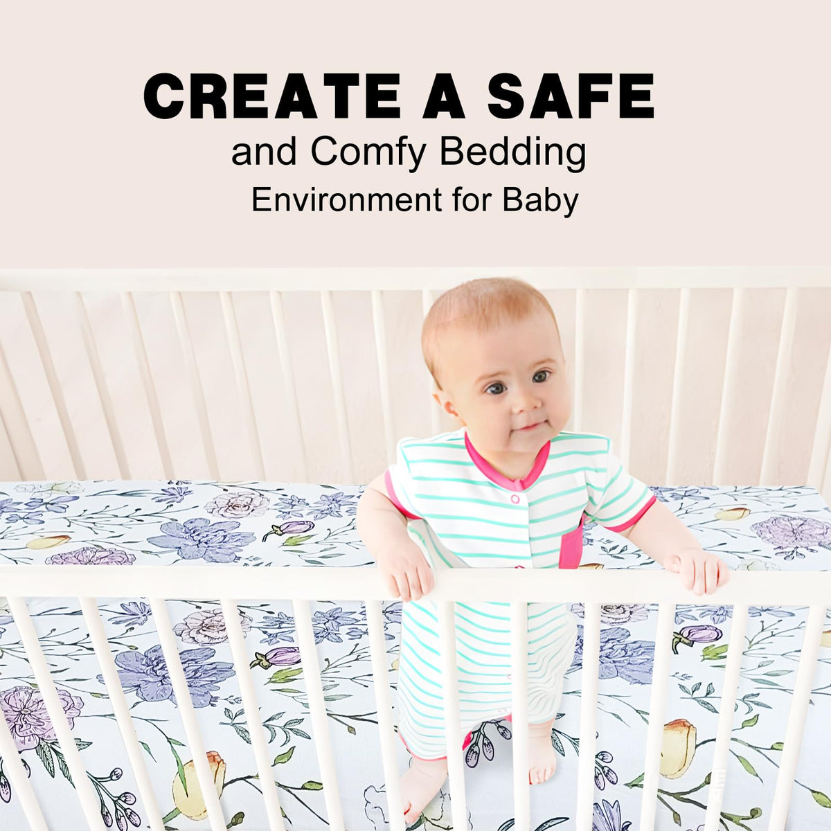 Soft Floral Crib Sheets 3 Pack 28'' X 52'' Fitted Microfiber Violet B50437