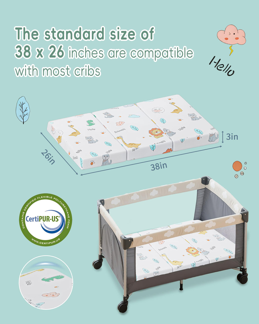 Trifold Pack and Play Mattress 38"x26" M47856