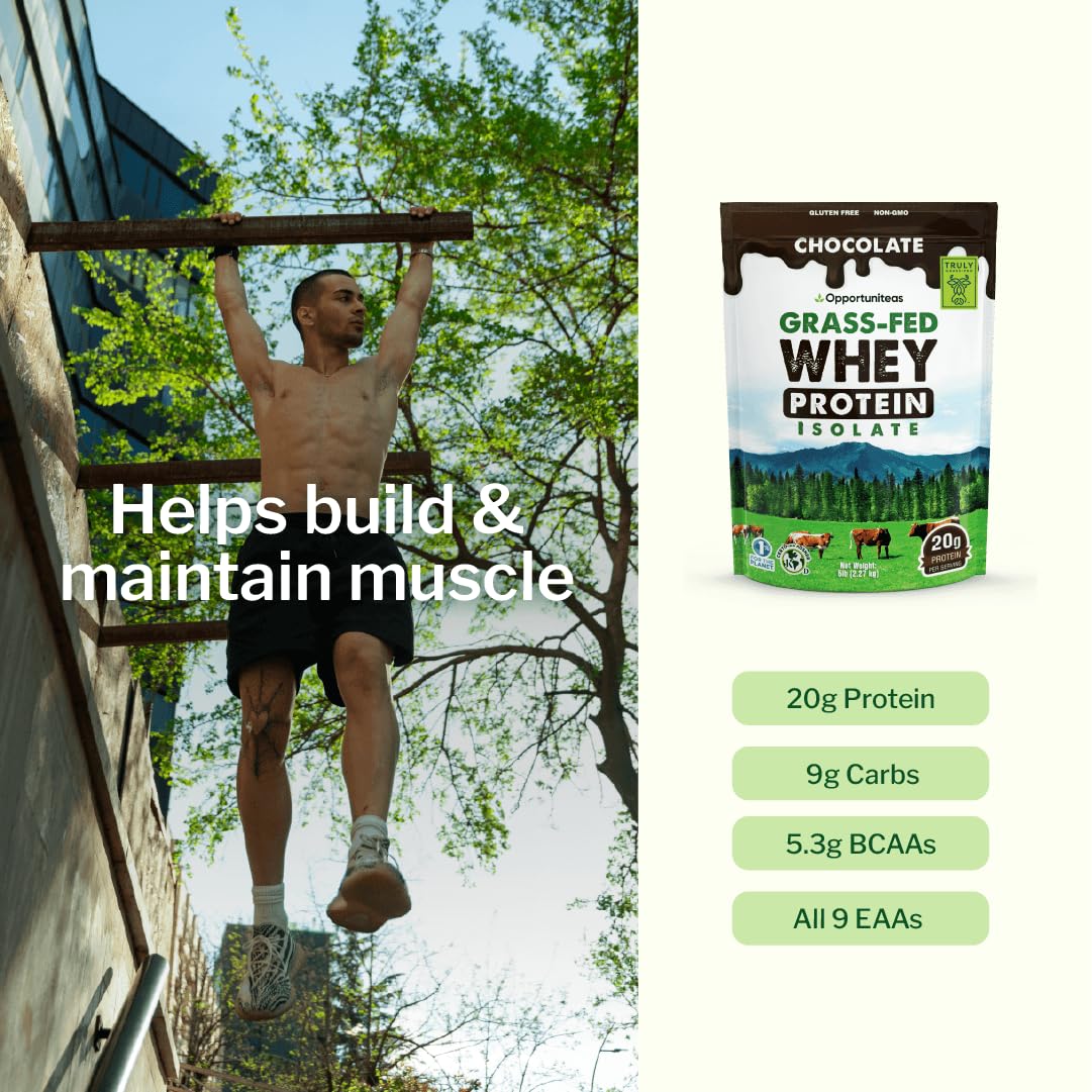 Chocolate Grass Fed Whey Protein Isolate Powder, 5 lb X70202