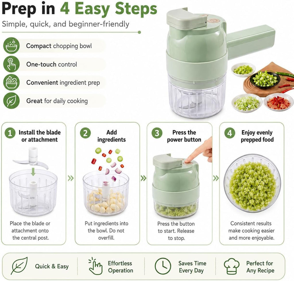 4 in 1 Handheld Electric Vegetable Chopper T520