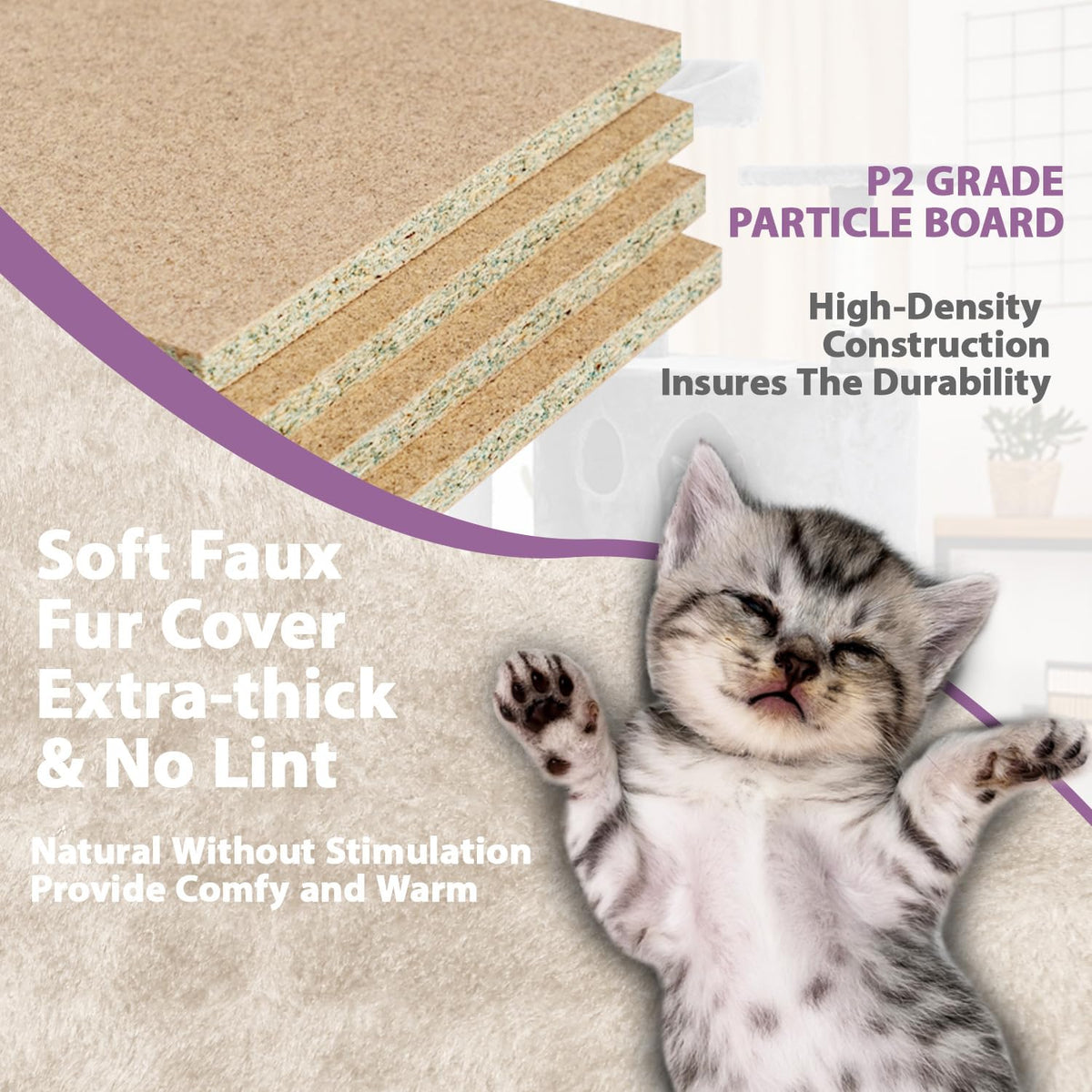70 Inches Multi-Level Cat Tree with Scratching Posts J779439
