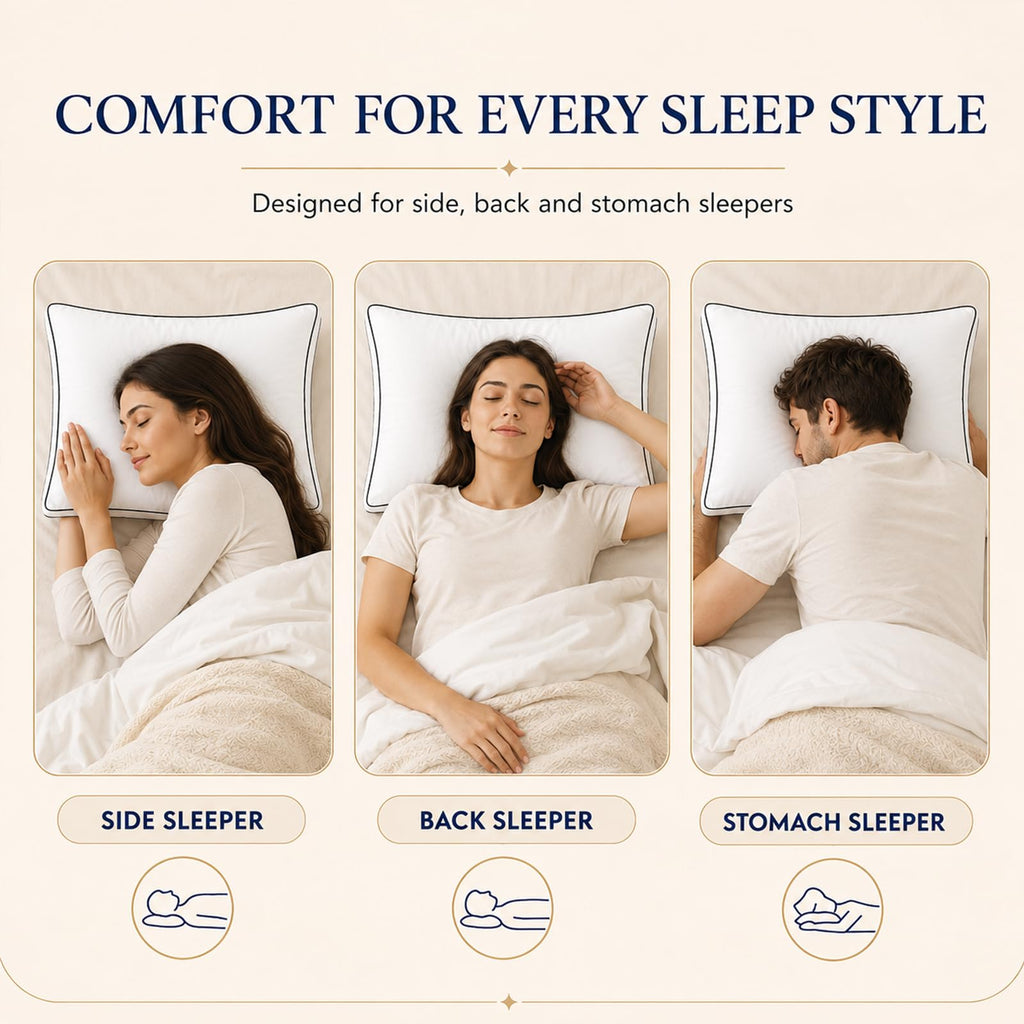 Queen Size Set of 2 Gusseted Bed Pillow Q7526