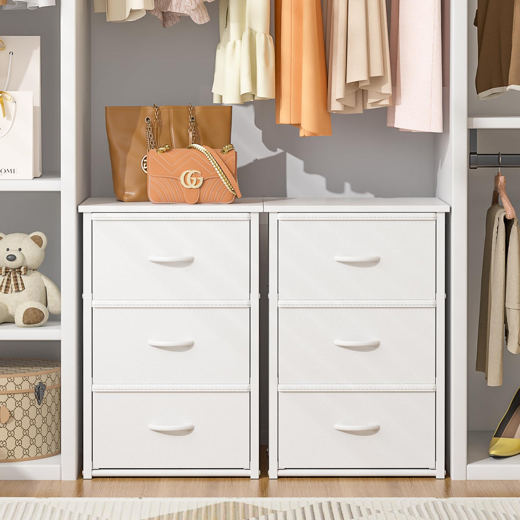 White 3 Drawer Stackable Storage Drawers H477