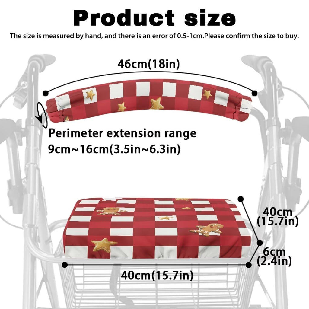 Red Lattice Rollator Walker Accessories Seat and Backrest Rollbar Covers Washable V3710