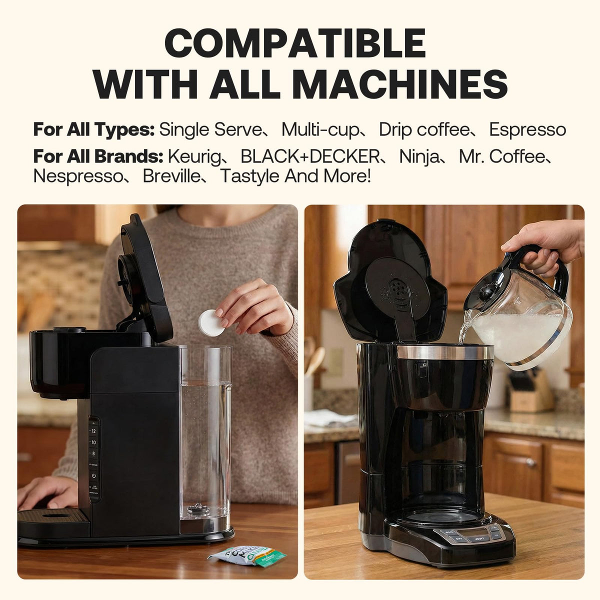 Mini Single Serve Coffee Maker with 30 Descaler Tablets G708394