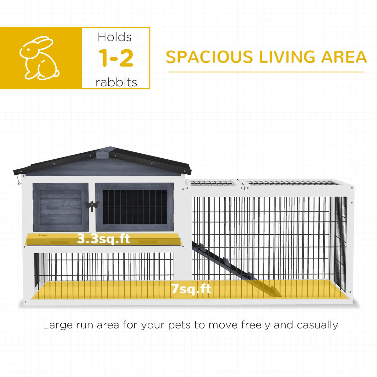 2 Levels Outdoor Rabbit Hutch Dark Gray P771