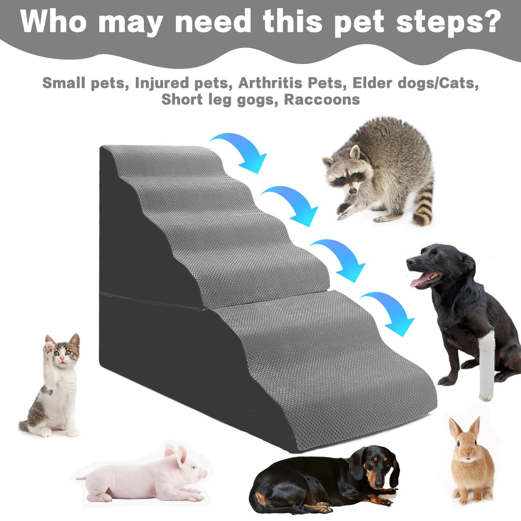 6-Step Grey Foam Dog Stairs J1669