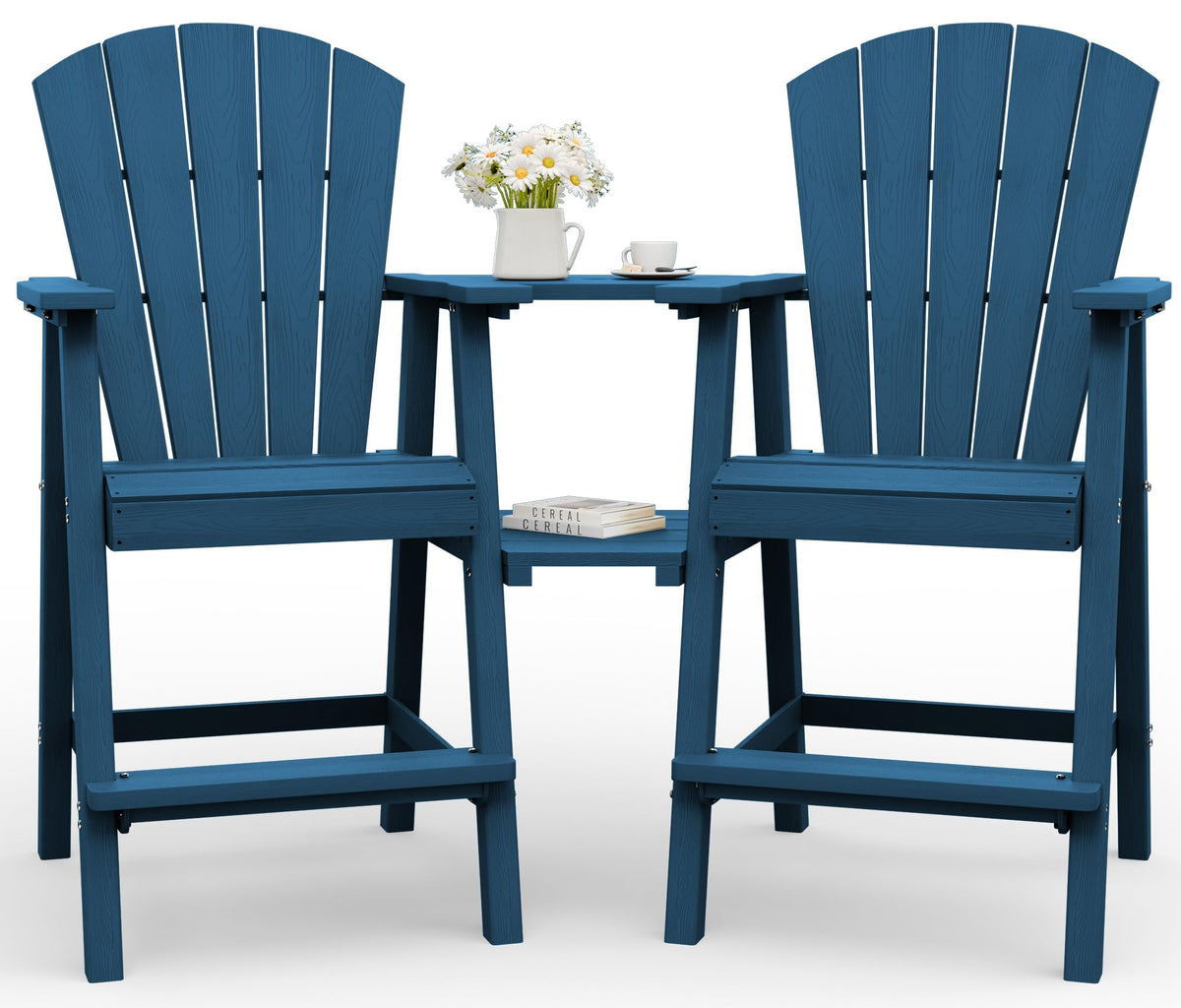 Navy Blue Adirondack Chairs Set of 2 with Table Trays B33233