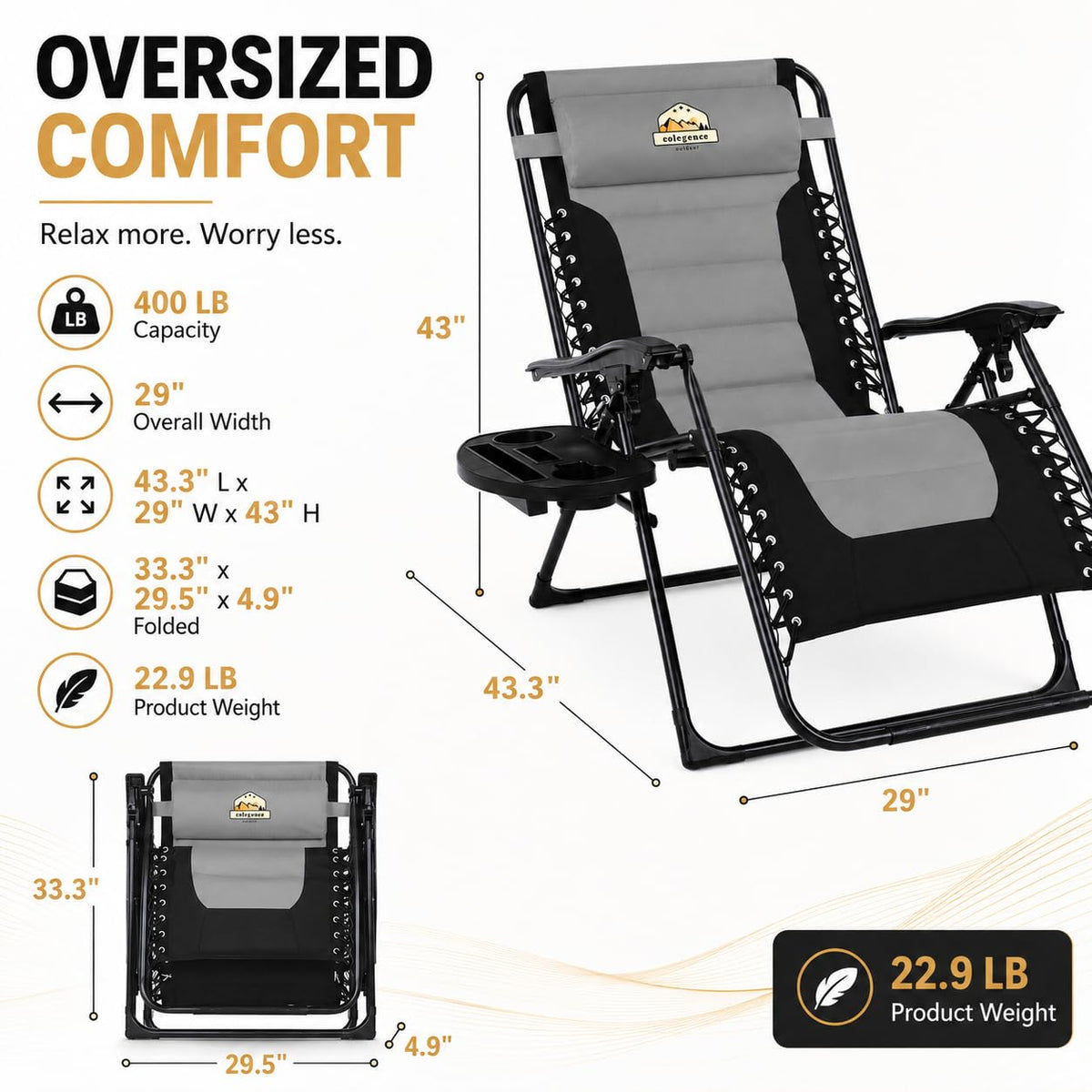 Oversized Zero Gravity Chair 400-lb Capacity Recliner N7443