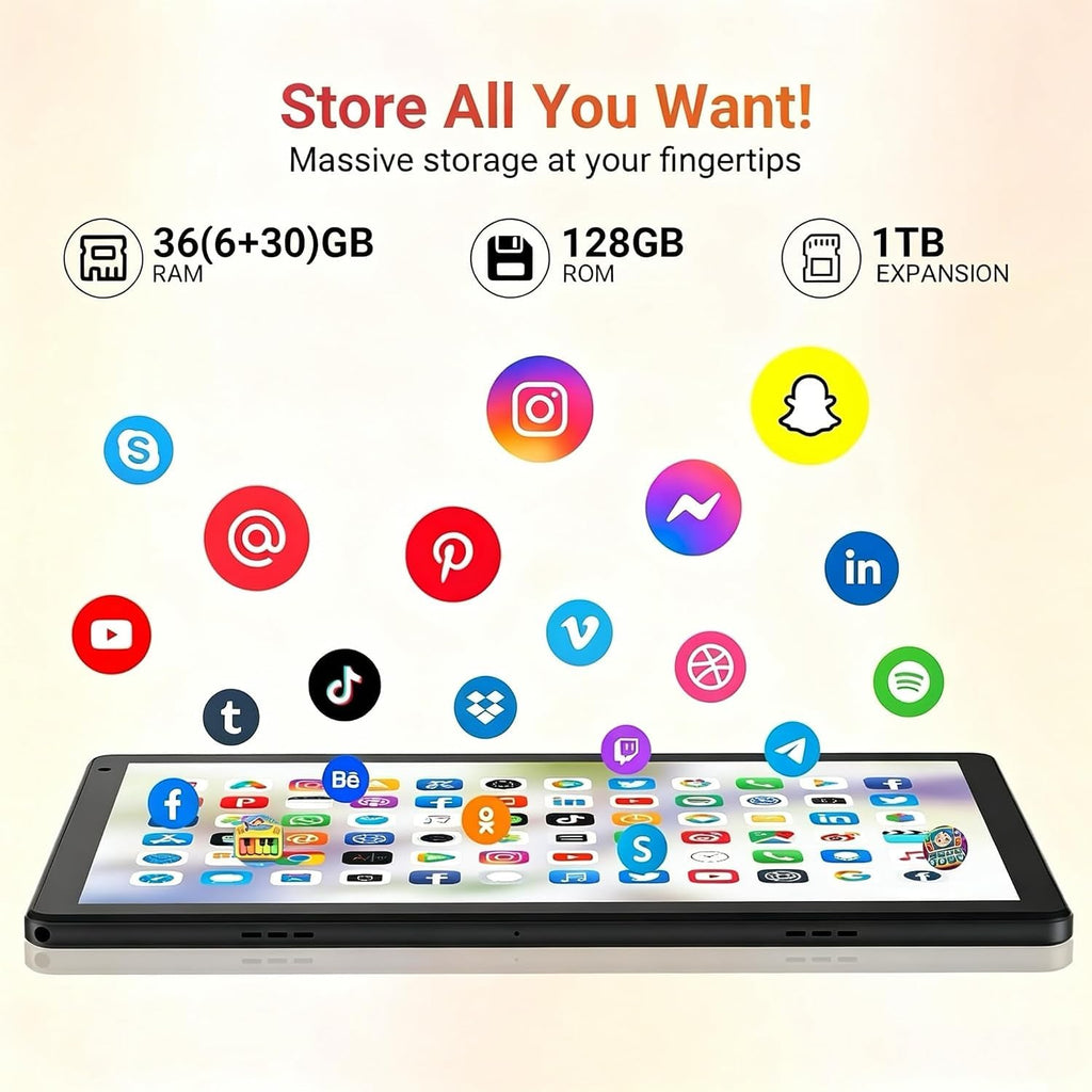 10.1" Android 16 Tablet Octa-core 36GB+128GB Dual Camera A2061