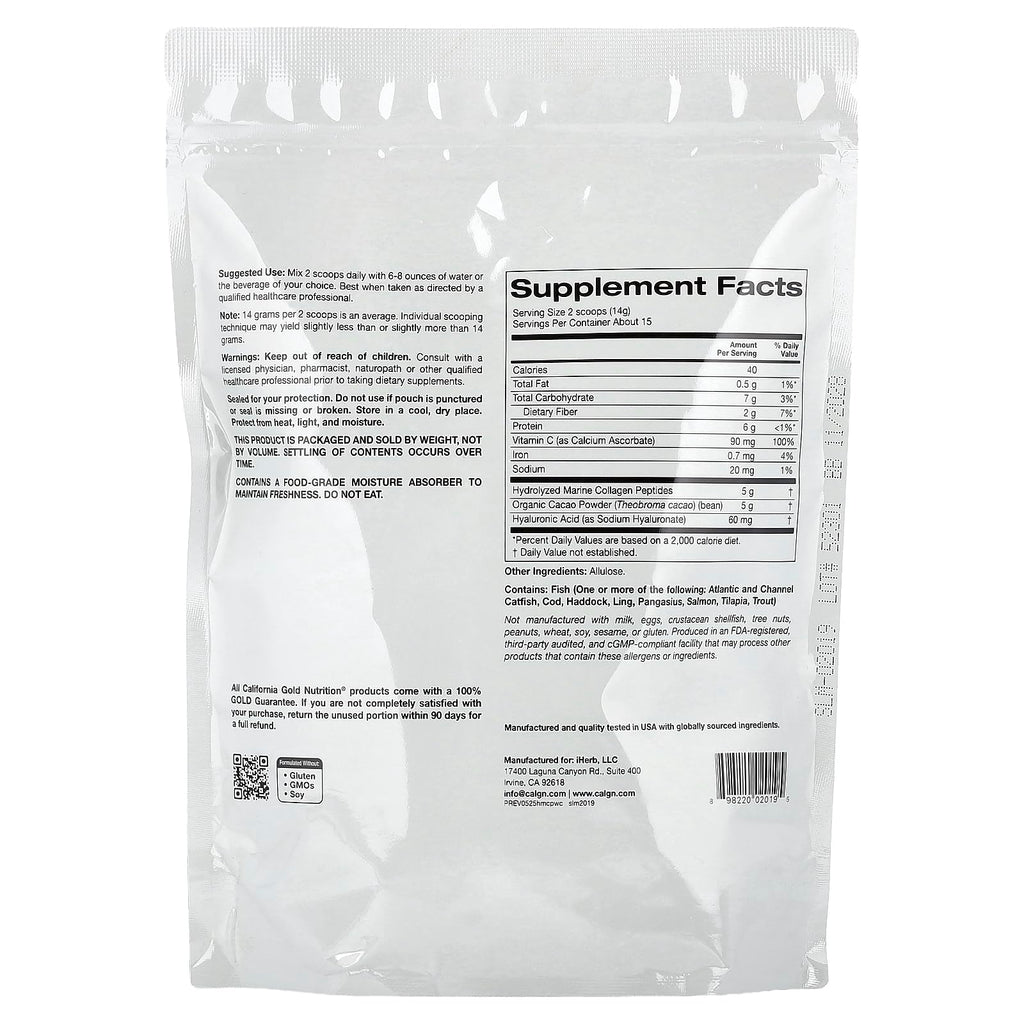 Hydrolyzed Marine Collagen Peptides with Cocoa, 7.3 oz P968