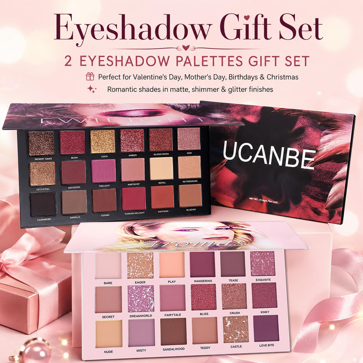 Nude Eyeshadow Palette Makeup Set, Matte Shimmer Glitter Pressed Pearl F54565