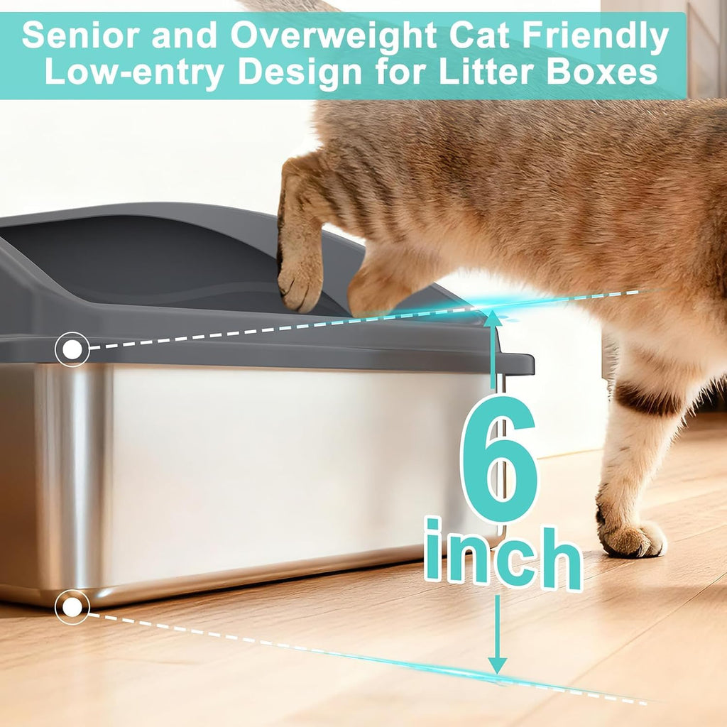 2 Pack XL Stainless Steel Enclosed Cat Litter Box with Lid U878639