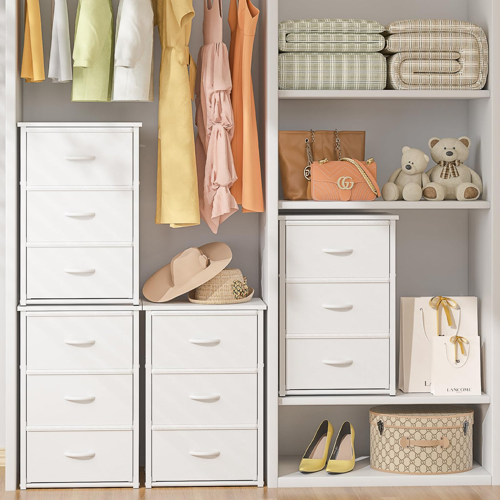 White 3 Drawer Stackable Storage Drawers H477