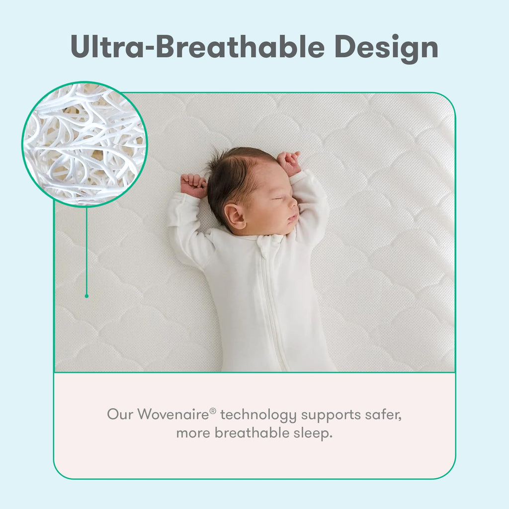 Grey Breathable Washable Crib Mattress & Toddler Bed J811465
