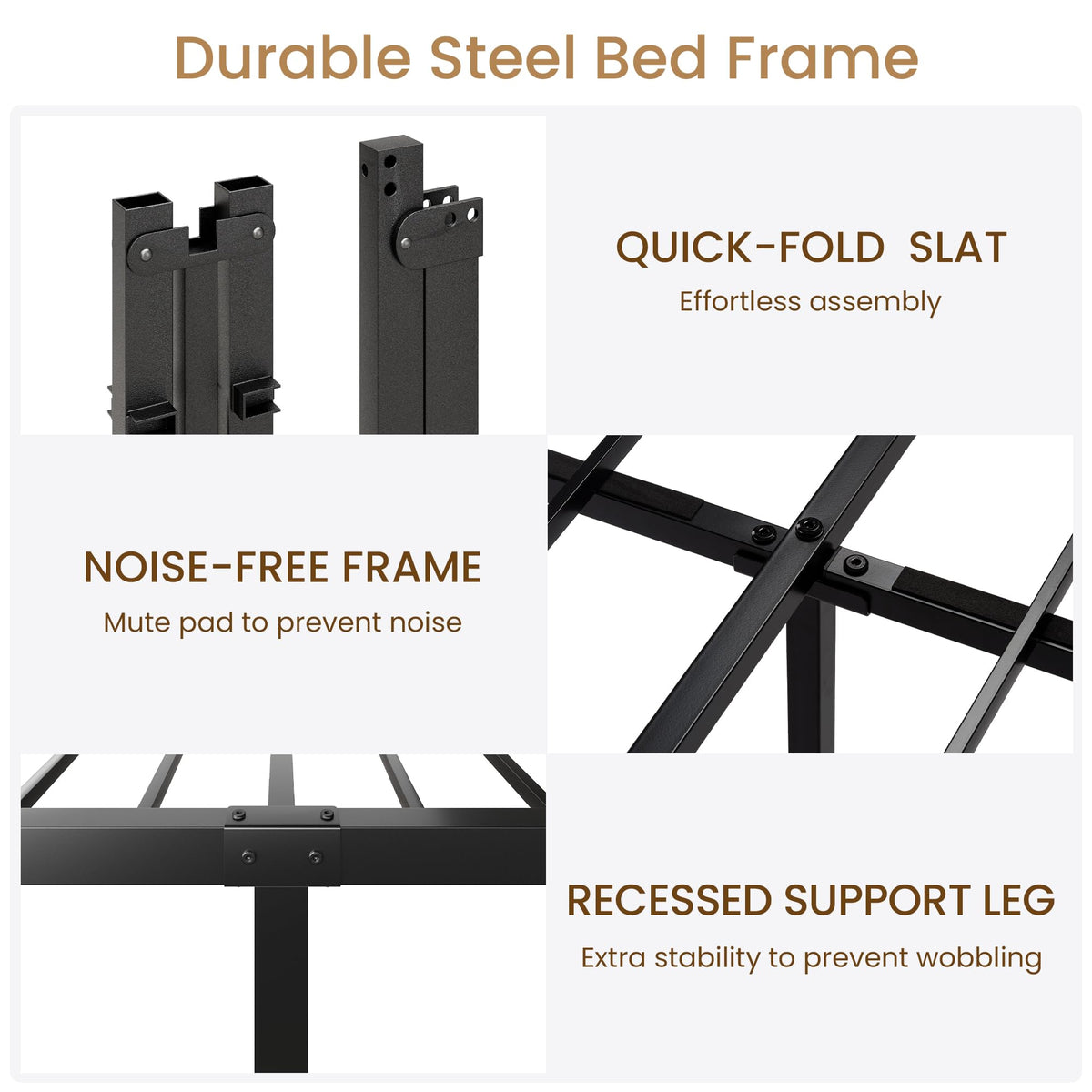 Queen Metal Bed Frame with Victorian Headboard and Footboard Black I195355