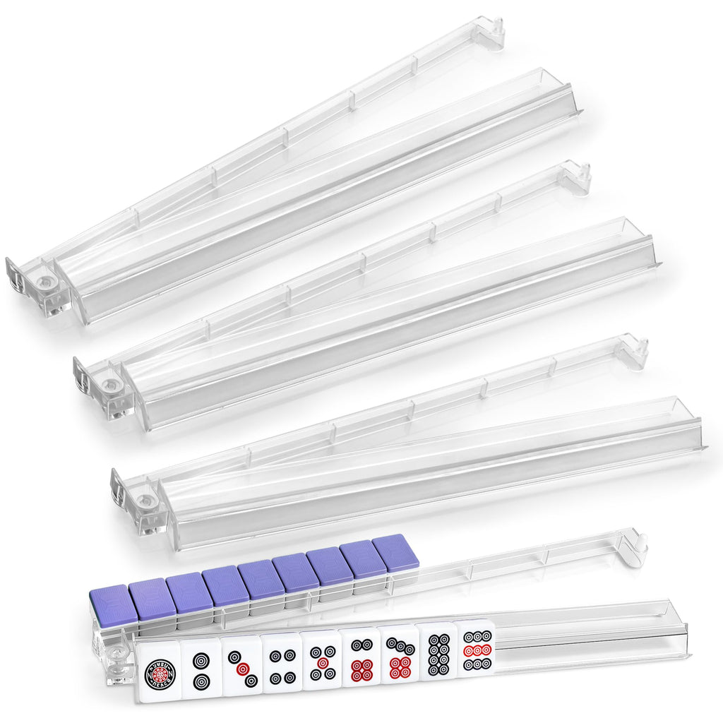 4-Piece Acrylic Mahjong Rack Set with Pushers G1979