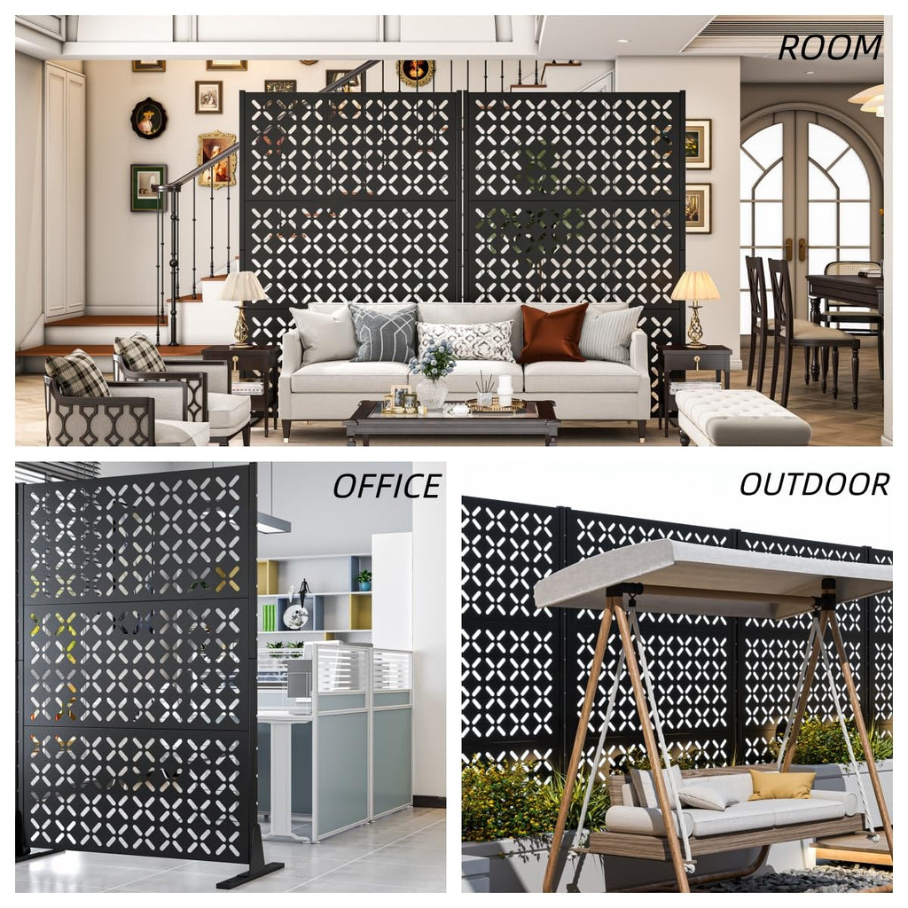 72" Decorative Metal Outdoor Privacy Fence Screen C945407