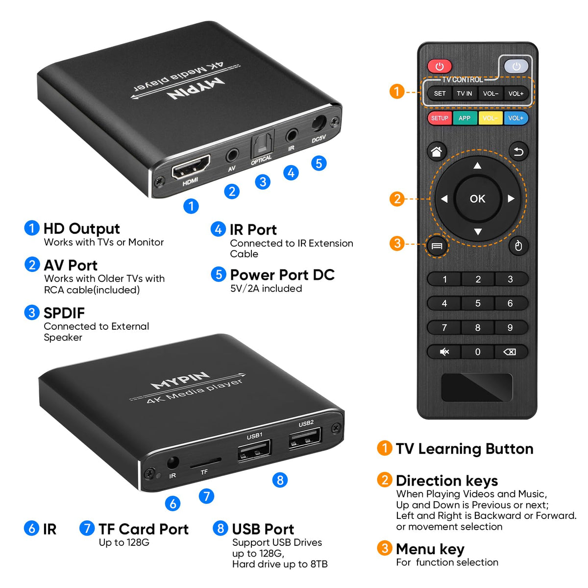 4K Media Player with Remote Control R6228