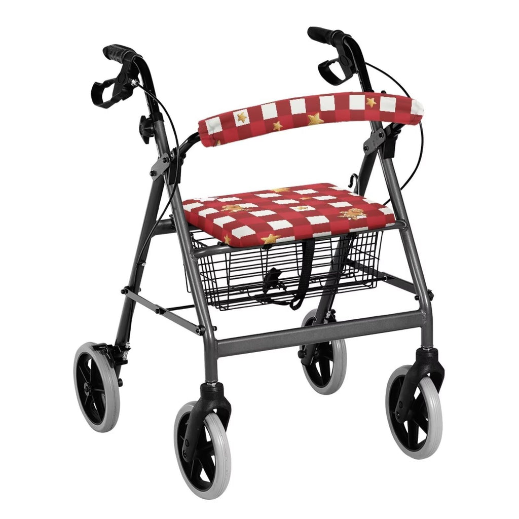 Red Lattice Rollator Walker Accessories Seat and Backrest Rollbar Covers Washable V3710