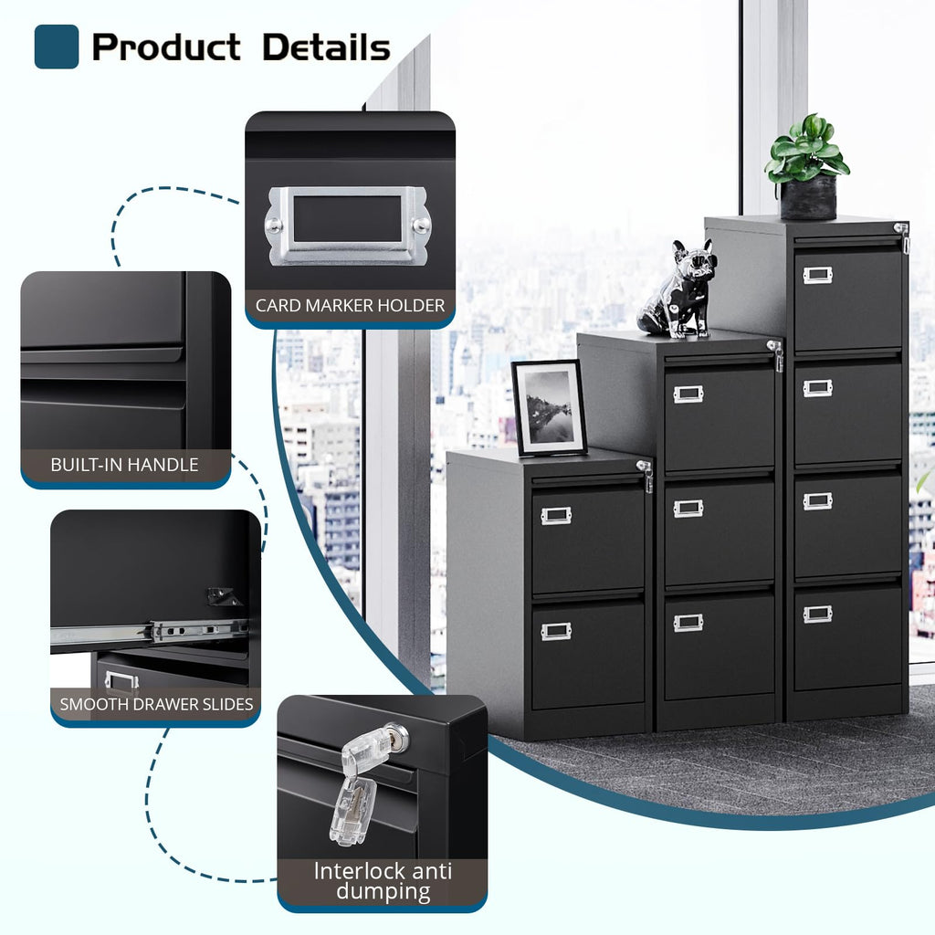 4 Drawer Metal File Cabinet with Lock M369