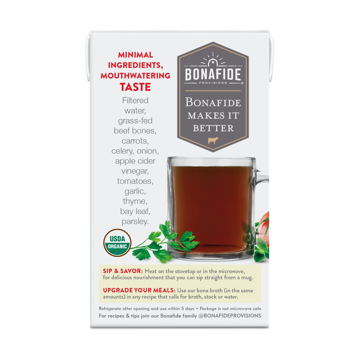 Organic Beef Bone Broth No Salt Added 16.9oz 6 Pack U52501